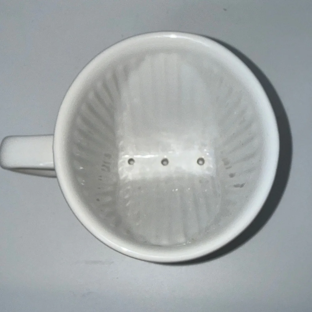 Sur La Table White Ceramic Stoneware Pour Over Coffee Dripper 3 Hole Flat Bottom
